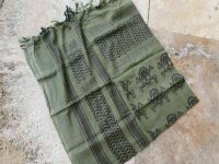 PLO Halstuch Schal Palästinenser Shemagh Oliv / Schwarz Totenkopf Scarf Skull