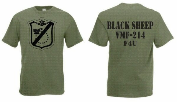 US Marines Blacksheep VMF-214 F4U T-Shirt S-5XL WK2 USMC Pacific Pappy Boyington