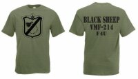 US Marines Blacksheep VMF-214 F4U T-Shirt S-5XL WK2 USMC Pacific Pappy Boyington