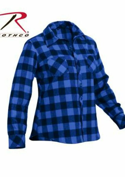 Women Flannel Shirt Blau/Schwarz Worker Shirt Karo Flannellhemd Holzf&auml;llerhemd