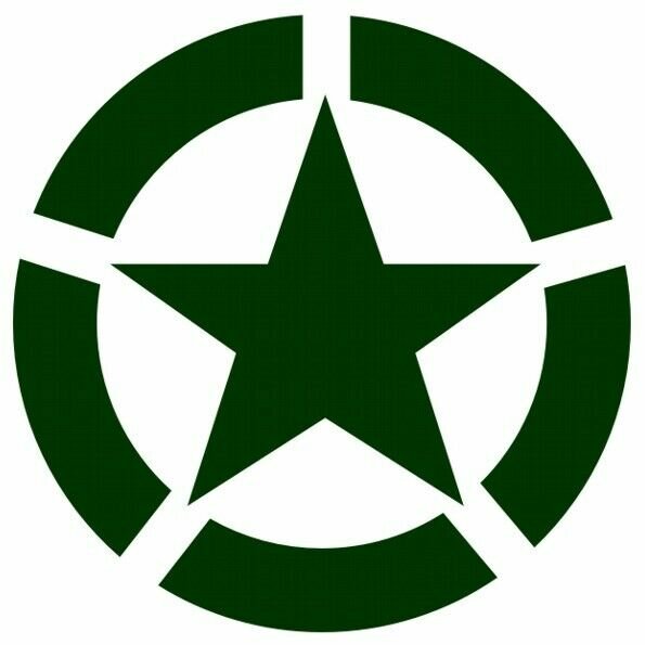 Allied Star Fahrzeug Aufkleber Grün US Army USMC US Car Truck Ram V8 WWII WK2