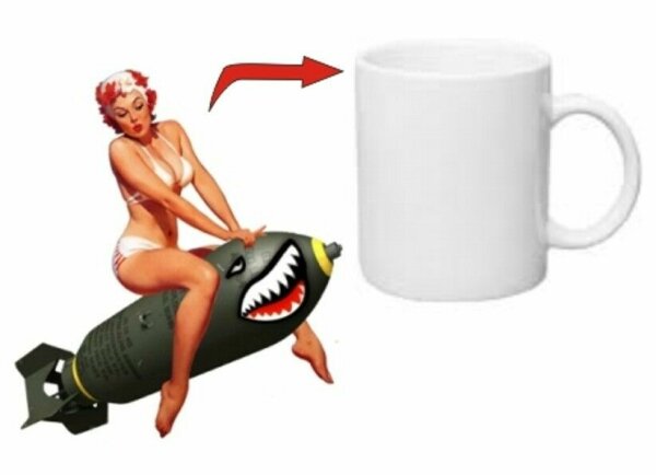 Pin-up Shark Bomb Kaffee Tasse USMC US Army Navy Seals Marines Rockabilly WK2