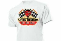 Shirt Speed Demons Hot Rod Shop Devil Face Retro Rockabilly US Car V8 Flathead