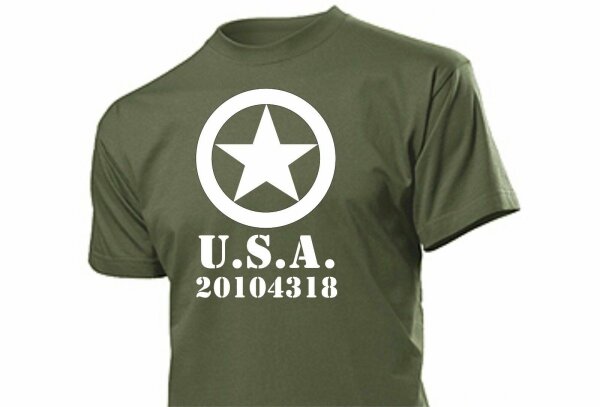 US Army Allied Star T-Shirt License Plate Vehicle Number WWII WK2 WH Gr 3-5XL