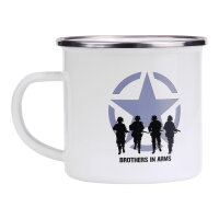 Enamel Coffee Mug Brothers in Arms US Army Allied Star White