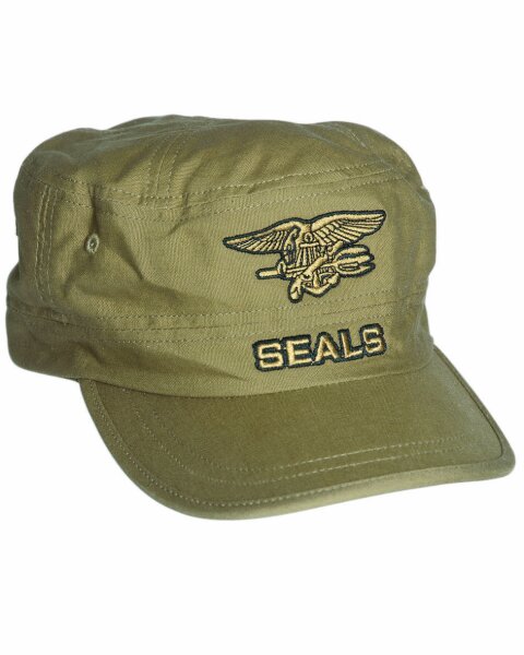 US Navy Seals Field Cap Sand Feldm&uuml;tze Eagle Anchor Seals Insignia Cap One Size