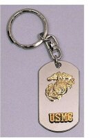 USMC Insignia Dog Tag Key Ring Chain...