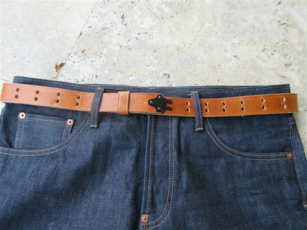 Lutece MFG Gun Hook Leather Belt Ledergürtel Vintage Style Rockabilly Nose Art