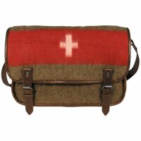 Vintage Tasche Swiss Army Blanket Medical Bag Umh&auml;ngetasche Red Cross Wolldecke