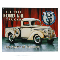 Metall Schild Vintage Ford V-8 1939 Truck US Car Nose Art...