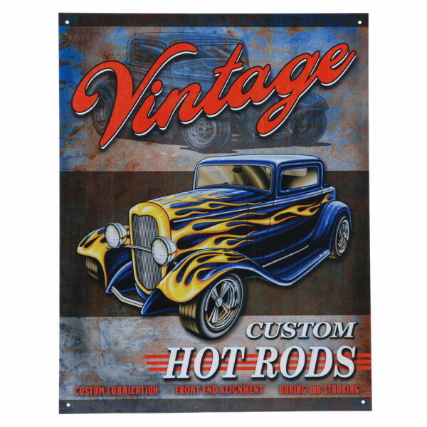 Metall Schild Vintage Hot Rod Sign Ratty US Car Nose Art Hot Rod V8 Rockn Roll