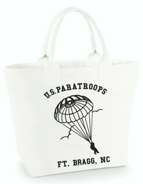 US Army Paratrooper Training Camp Ft Bragg WWII Canvas Bag Shopper Umh&auml;ngetasche