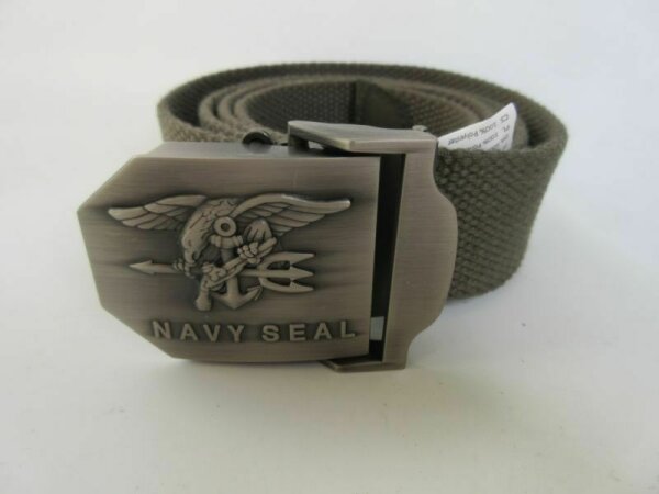 US Hosengürtel Navy Seals Eagle Insignia 38mm Buckle OD Oliv WWII WK2 Army Navy
