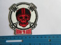 Patch Born to Ride Biker Hot Rod Nose Art Rockabilly V8...