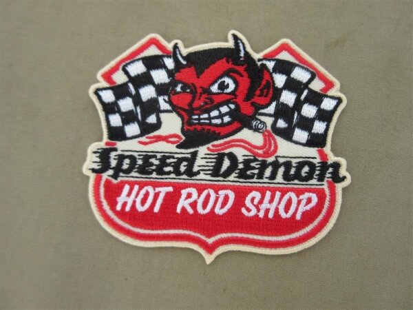 Patch Hot Rod Shop Speed Demon Devil NoseArt Rockabilly V8 US Car Ratty Oldtimer