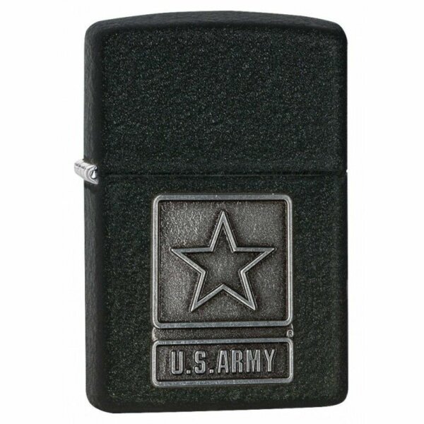 Zippo Black Crackle US Army Allied Star Insignia D-Day CBI USAF WWII WK2 OVP