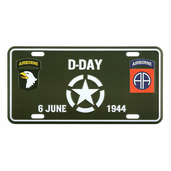 License Plate US Army D-Day June 1944 101st 82nd Airborne Insignia Allied Star