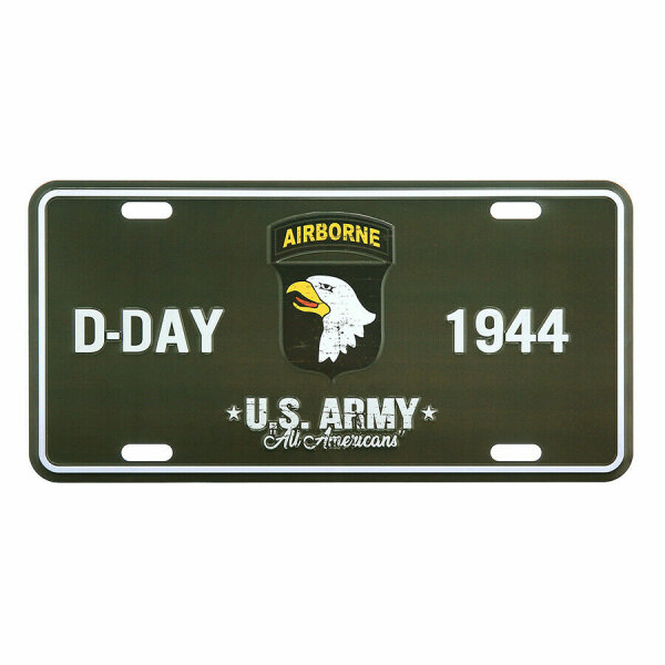 License Plate US Army D-Day June 1944 101st Airborne Insignia All American WWII