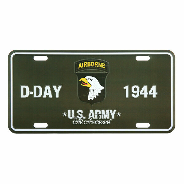 License Plate US Army D-Day June 1944 101st Airborne Insignia All American WWII