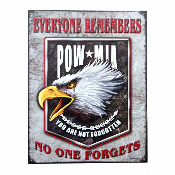 Metall Schild "Pow Mia" You are not forgotton... Sign US Army Nose Art Seals WK2