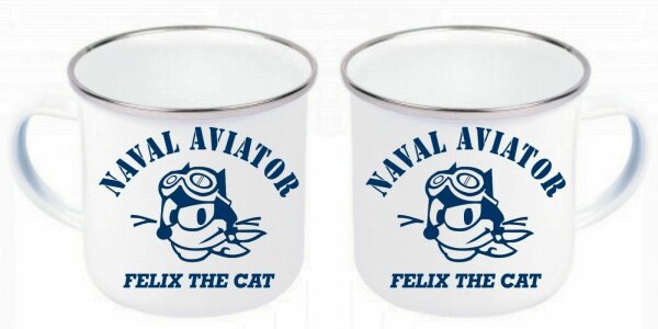 Naval Aviator Felix the Cat VF-31 US Army Emaille Tasse Kaffeetasse Coffee Mug