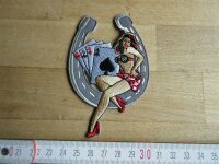 Patch Pin-up Lady Luck Gambling Horseshoe Hot Rod Nose...