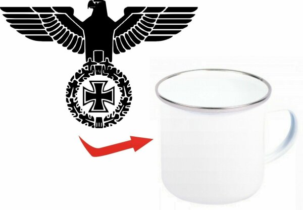 Reichsadler Eisernes Kreuz WWII Wehrmacht Emaille Tasse Kaffeetasse Coffee Mug
