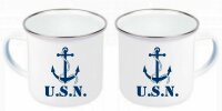 US Army Navy Anker Seals Marines Anchor WW2 Emaille Tasse...