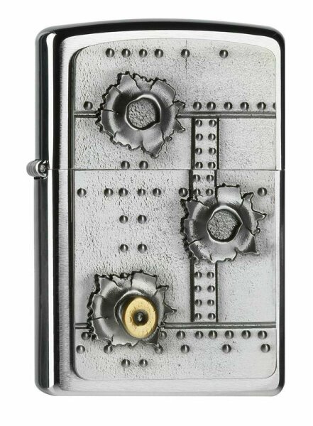 Zippo Bullet Holes Lighter Emblem plated Patronen Einschu&szlig; L&ouml;cher Feuerzeug