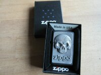 Zippo Phantom Skull Lighter Emblem plated Totenkopf Feuerzeug Structured Orig. !