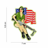 Patch Aufn&auml;her US Army D-Day Pinup Girl Flag BAR...