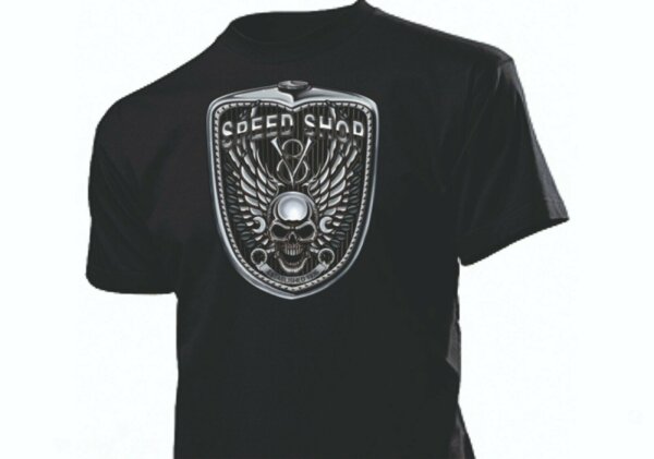 T-Shirt Speed Shop Skull Wings Grill Kühlergrill Vintage Biker V8 Hot Rod US Car