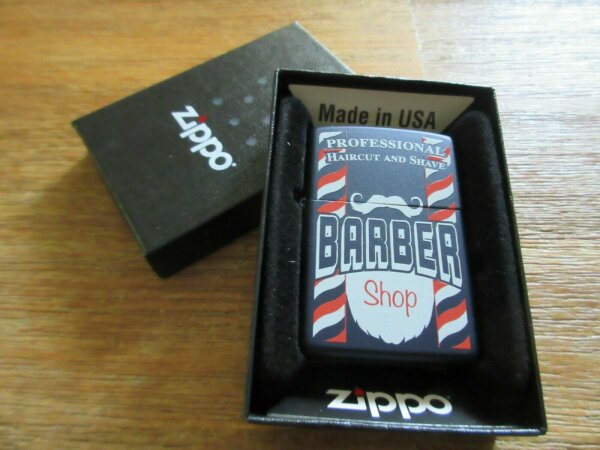 Zippo Barber Shop Vintage Retro Professional Haircut and Shave Sturmfeuerzeug