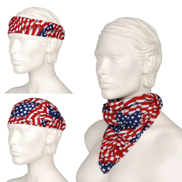 Bandana Kopftuch Schal Stirnband Headwrap US Flagge Stars Scarf Headwrap Army