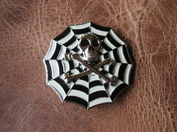Skull Spider Web Spinnennetz Buckle G&uuml;rtelschnalle f&uuml;r Lederg&uuml;rtel Wechselg&uuml;rtel