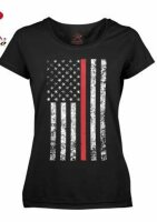 T-Shirt Women USA Flag Flagge Distressed Firefighter Support US Army Gr XS-XXL