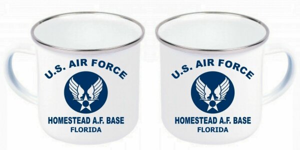 US Army Air Forces Homestead WW2 USAAF USAF Emaille Tasse Kaffeetasse Coffee Mug