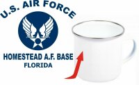 US Army Air Forces Homestead WW2 USAAF USAF Emaille Tasse Kaffeetasse Coffee Mug