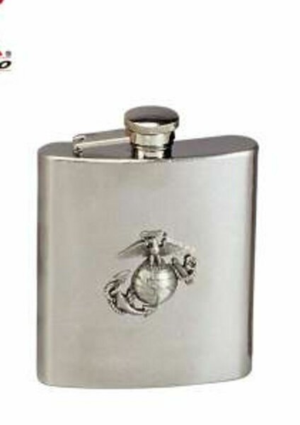 USMC United States Marine Corps Licensed Flachmann Flask Schnapsflasche Edelstah
