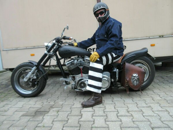 Prison Pant 14OZ Knast Gef&auml;ngnis Hose Biker Trouser Bobber Chopper Jailhouse
