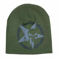 Beanie knitted Cap Skull Deathhead Oliv