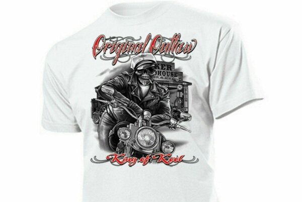 T-Shirt original Outlaw King of Kool Skull Biker Motorcycle Rockabilly Vintage