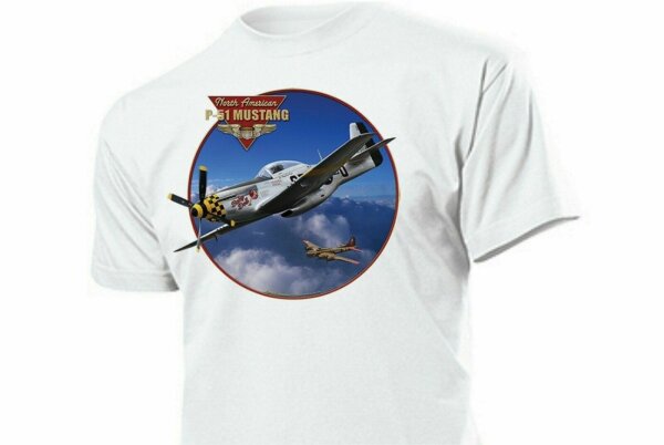 T-Shirt US Army P-51 Mustang Airforce Pilots Airplane Bomber Rockabilly Vintage