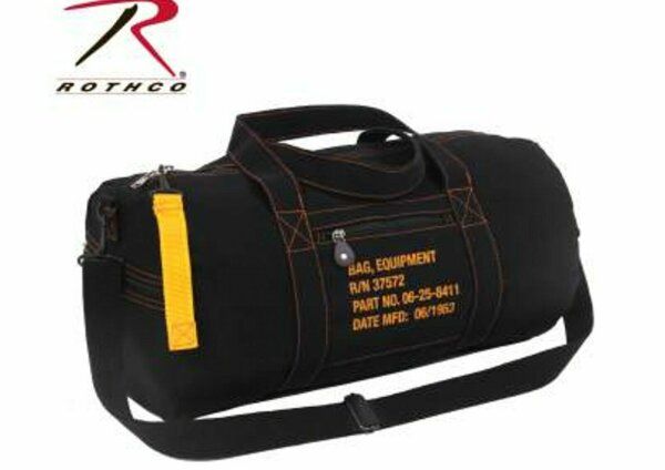 US Army Canvas Equipment Bag Reisetasche Umh&auml;ngetasche Schultertasche Black 24&quot;