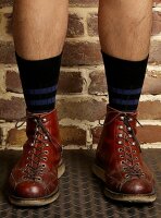 Prison Style Striped Socks Old School Heritage Vintage Red/White