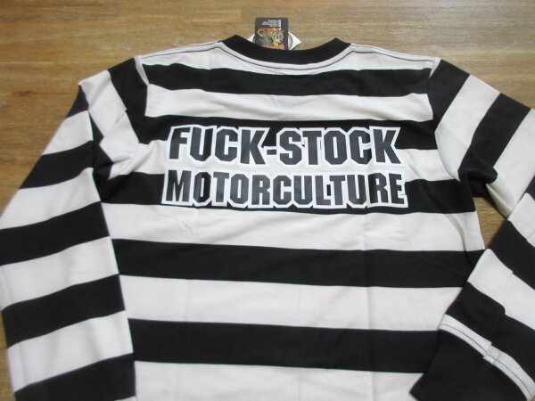 Prison Style Striped Longsleeve T-Shirt Fuck Stock Motorculture Gefängnis