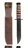 US Army USMC Insignia Combat Knife &amp; Leather Sheath