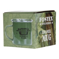 US Army Emaille Tasse Kaffeetasse Coffee Mug Enamel Oliv  Vehicle Id D-Day WWII