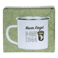 US Army Emaille Tasse Kaffeetasse 101st Airborne D-Day Never Forget W