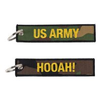 Keychain US Army Hooah Slogan Woodland